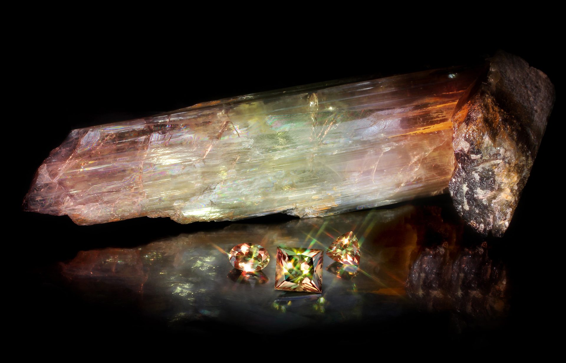 Raw diaspore crystal showing pale greenish translucent form on white background