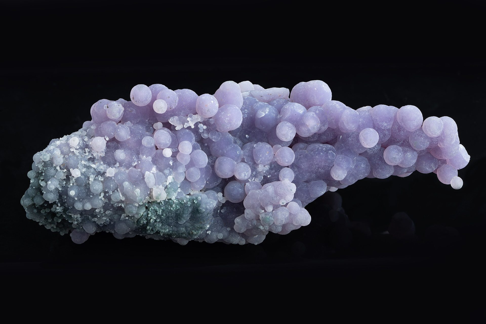 Grape chalcedony botryoidal cluster from Indonesia showing lavender purple rounded bubble formations