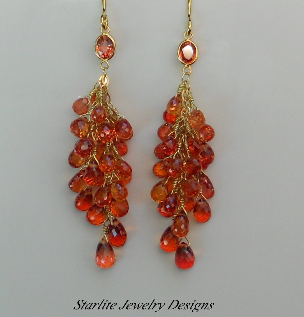 Orange sapphire faceted gemstone showing vivid mandarin to amber color